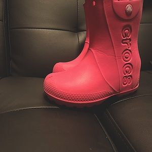 Crocs pink rain boots size 10 toddler
